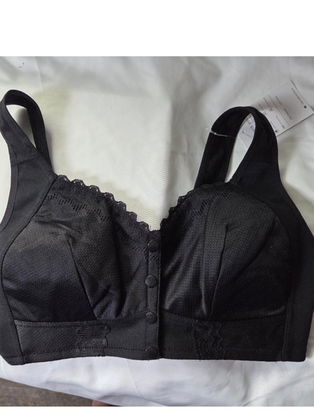 Moona Bra Black Sz Lg (36C) Comfort-Fit Wide Straps Front Snap-buttons - NEW - Picture 2 of 6